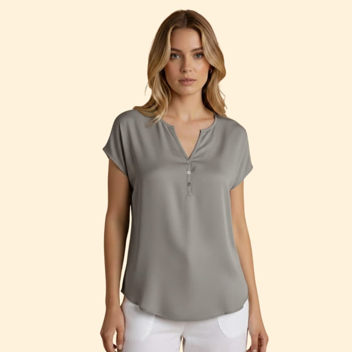 Women's Button-Front V-Neck Top