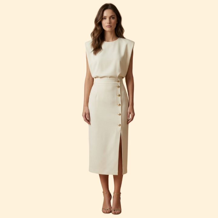 Women's Button Detail Midi Dress