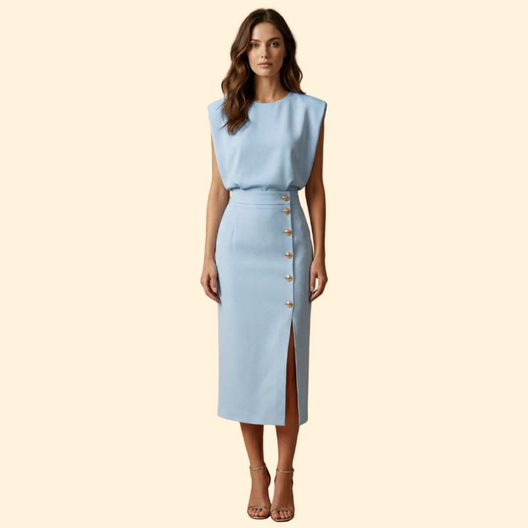 Women's Button Detail Midi Dress