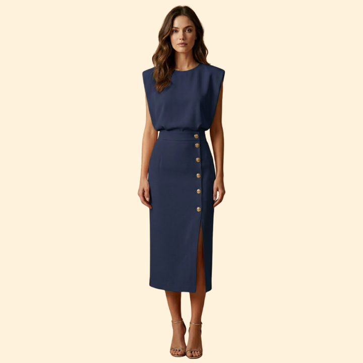 Women's Button Detail Midi Dress