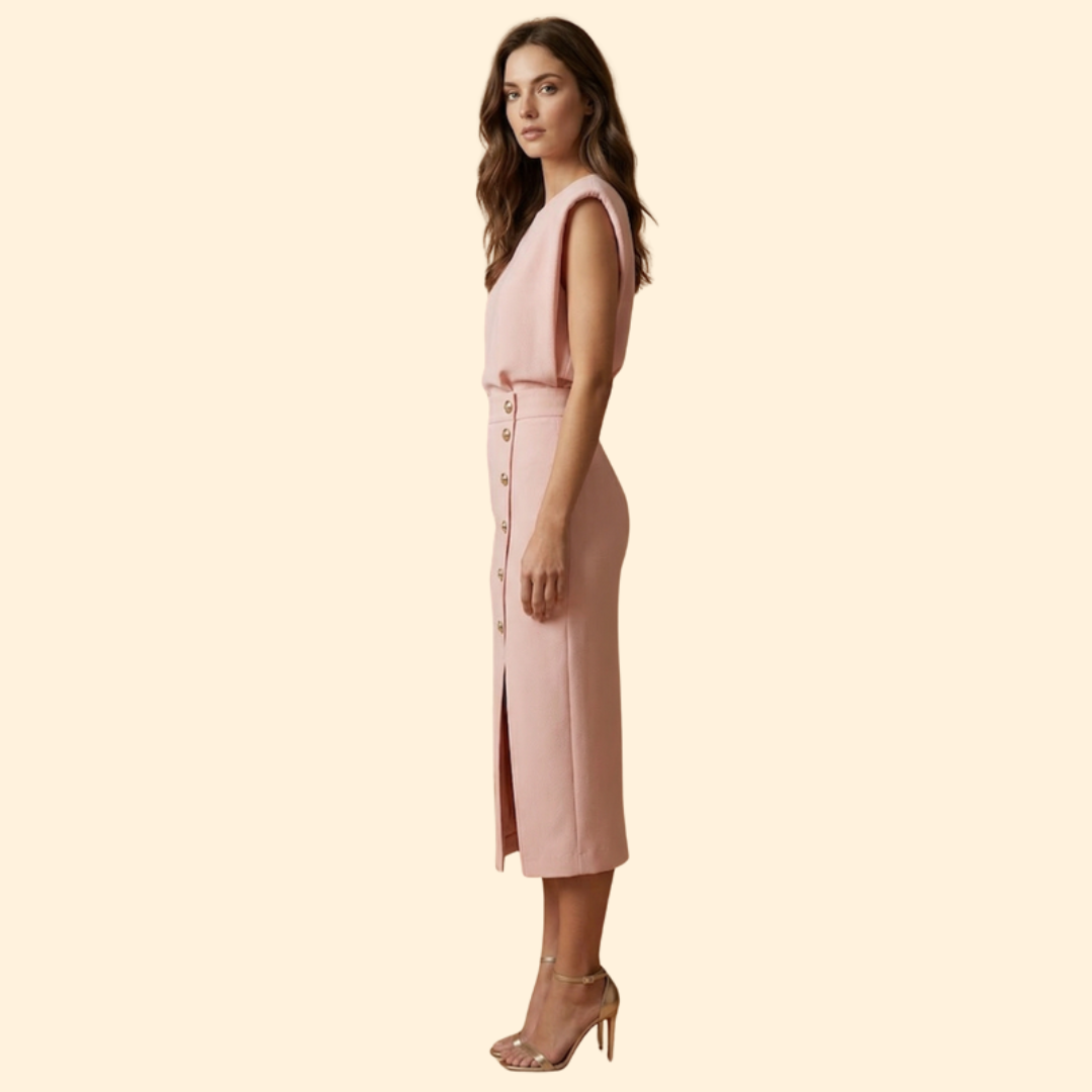 Women's Button Detail Midi Dress