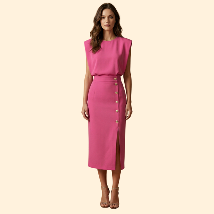 Women's Button Detail Midi Dress
