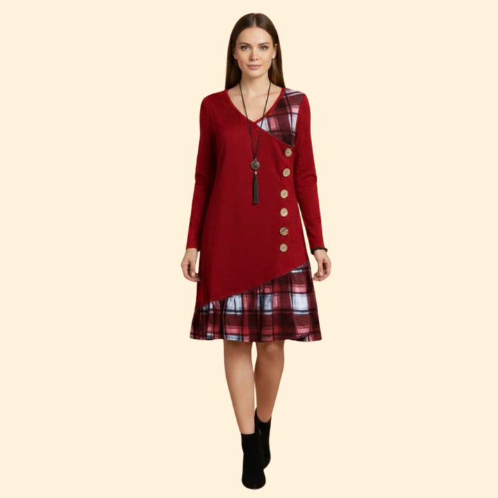 Women’s Button Detail Plaid Dress