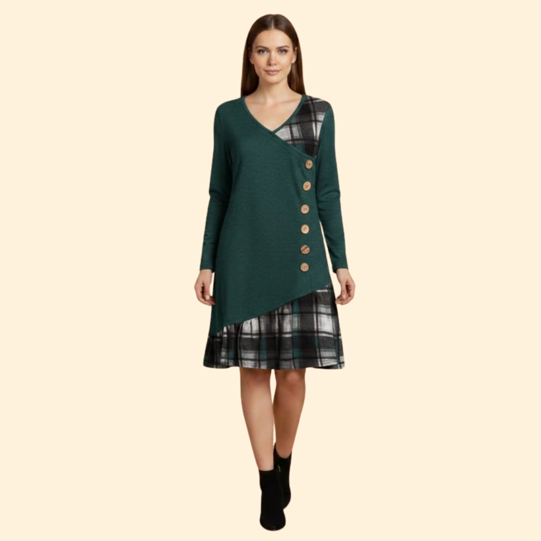 Women’s Button Detail Plaid Dress