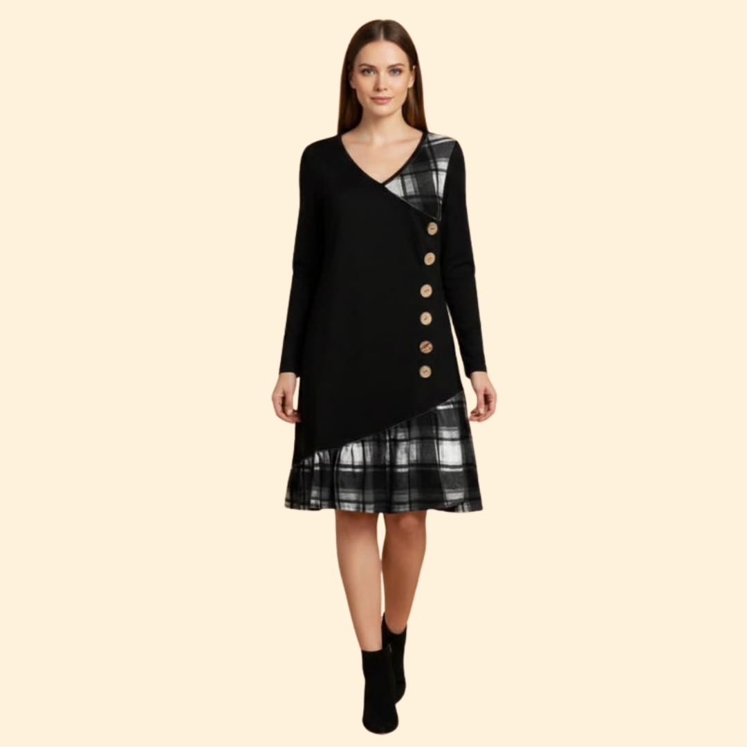 Women’s Button Detail Plaid Dress