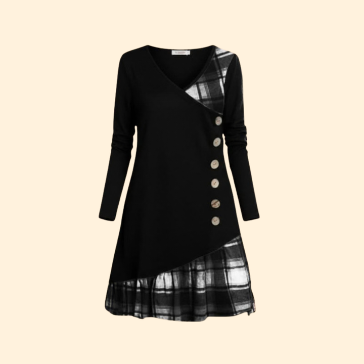 Women’s Button Detail Plaid Dress