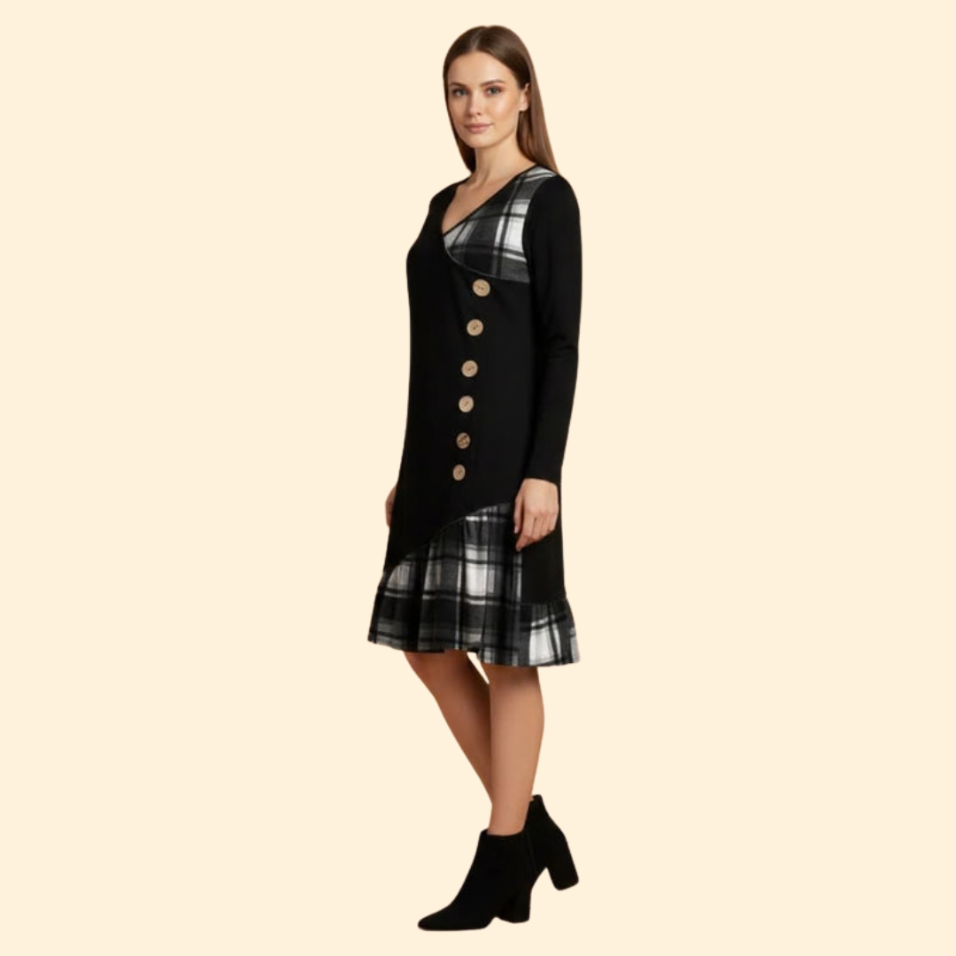 Women’s Button Detail Plaid Dress
