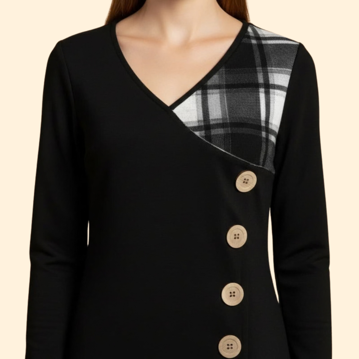 Women’s Button Detail Plaid Dress