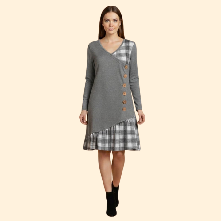 Women’s Button Detail Plaid Dress