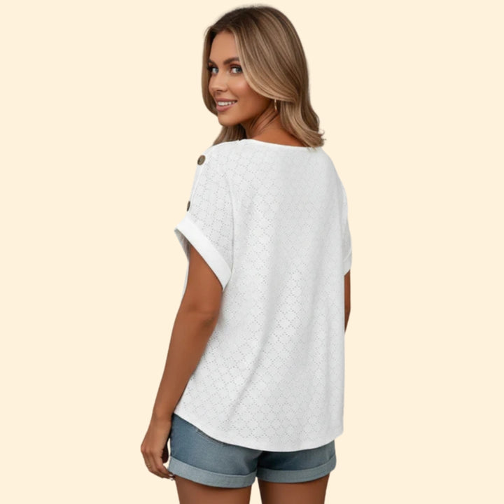 Women's Button Detail V-Neck Top