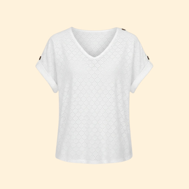 Women's Button Detail V-Neck Top