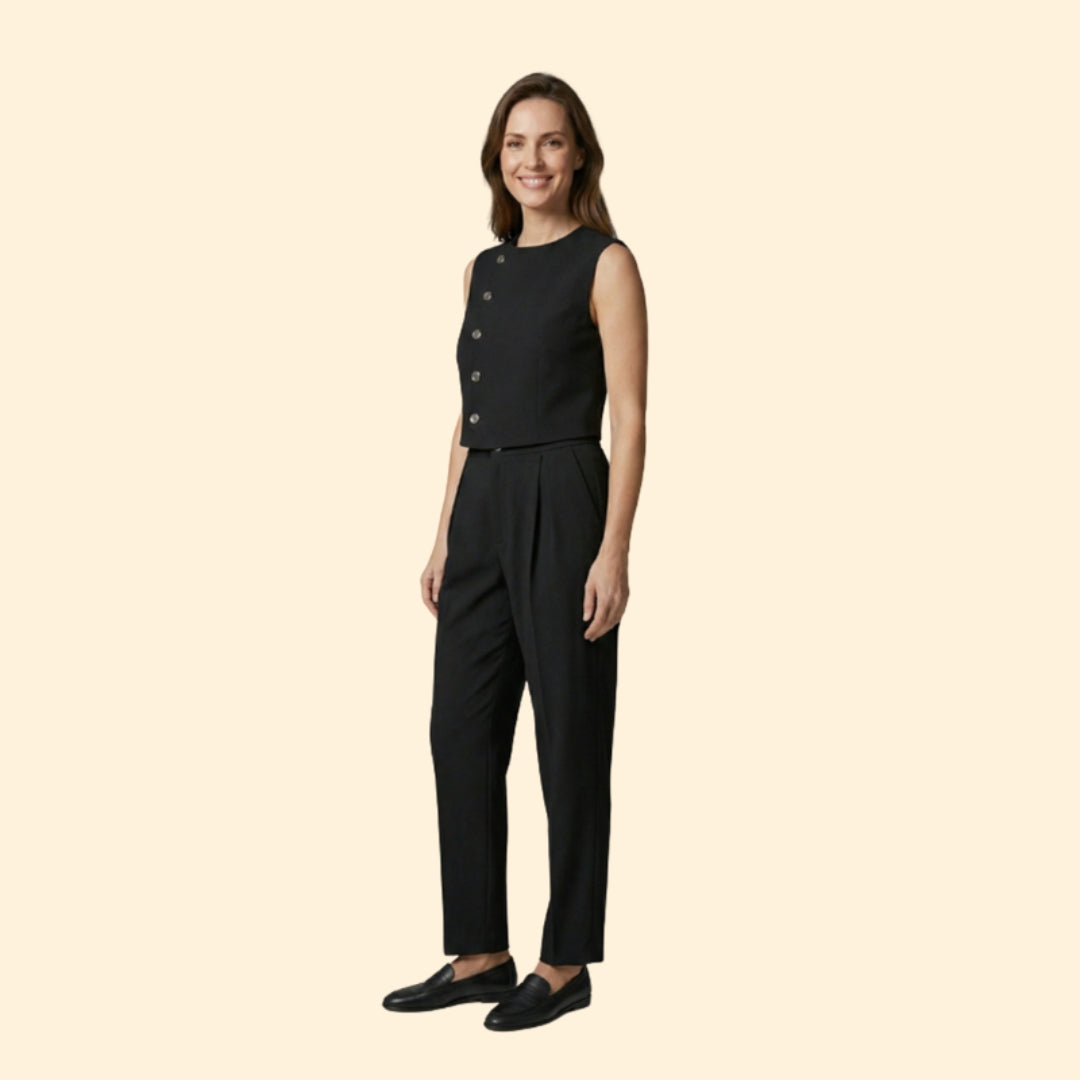 Women's Buttoned Crop & Trouser Set