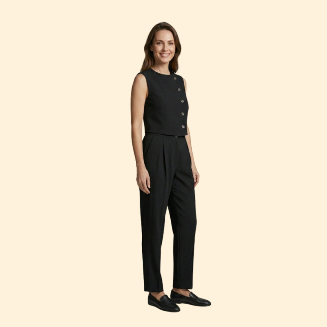 Women's Buttoned Crop & Trouser Set