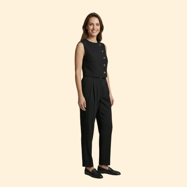 Women's Buttoned Crop & Trouser Set