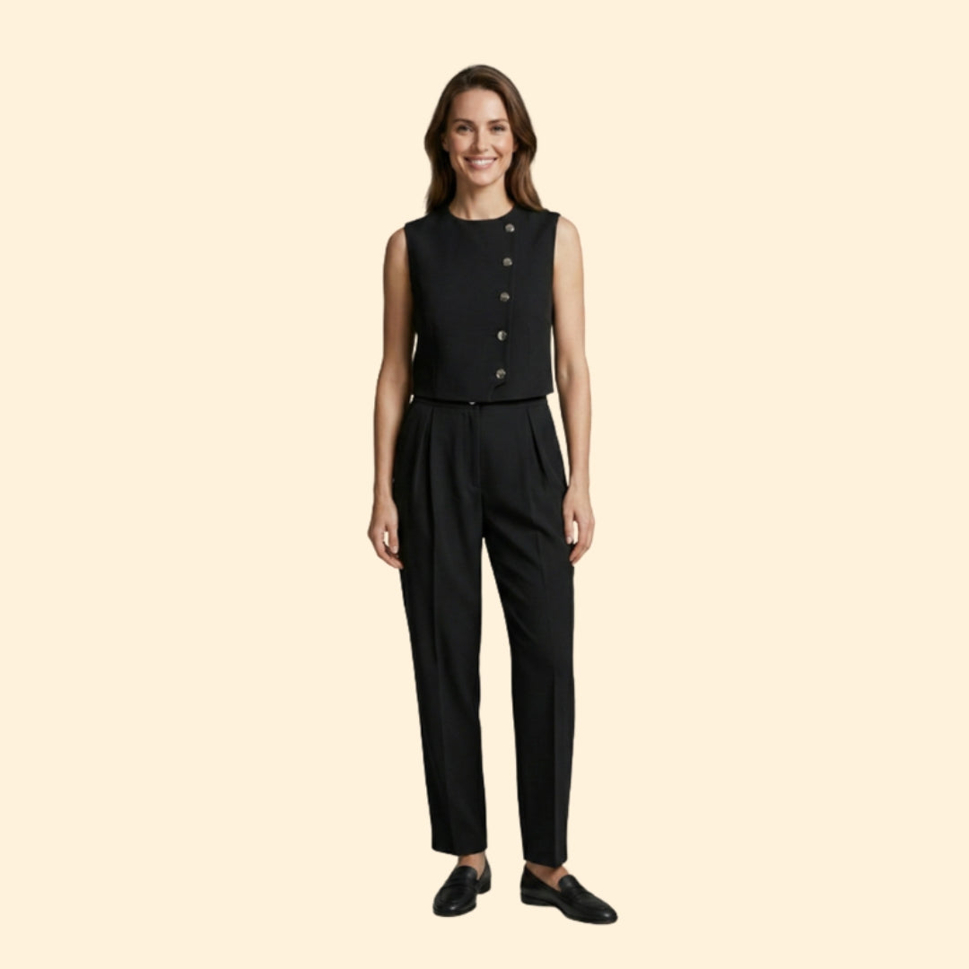 Women's Buttoned Crop & Trouser Set