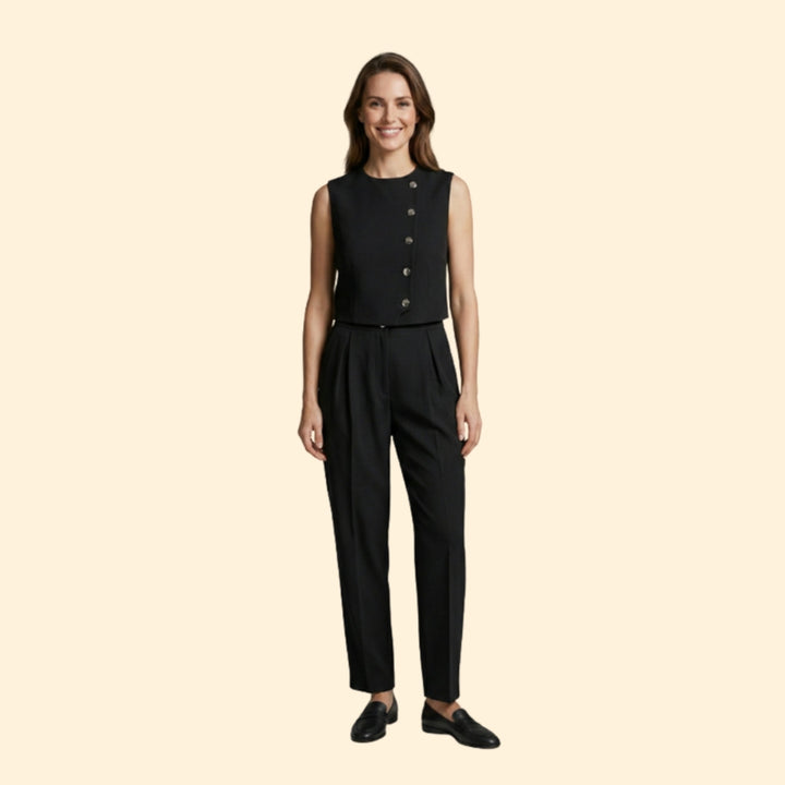 Women's Buttoned Crop & Trouser Set