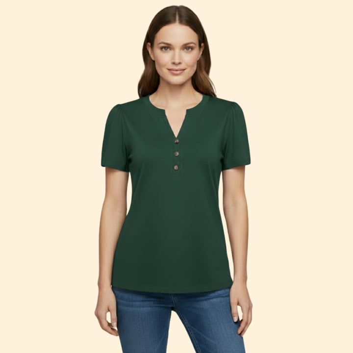 Women's Buttoned Henley Top