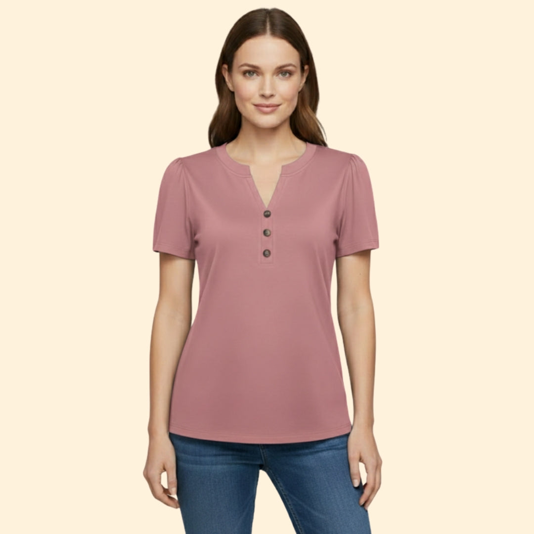 Women's Buttoned Henley Top