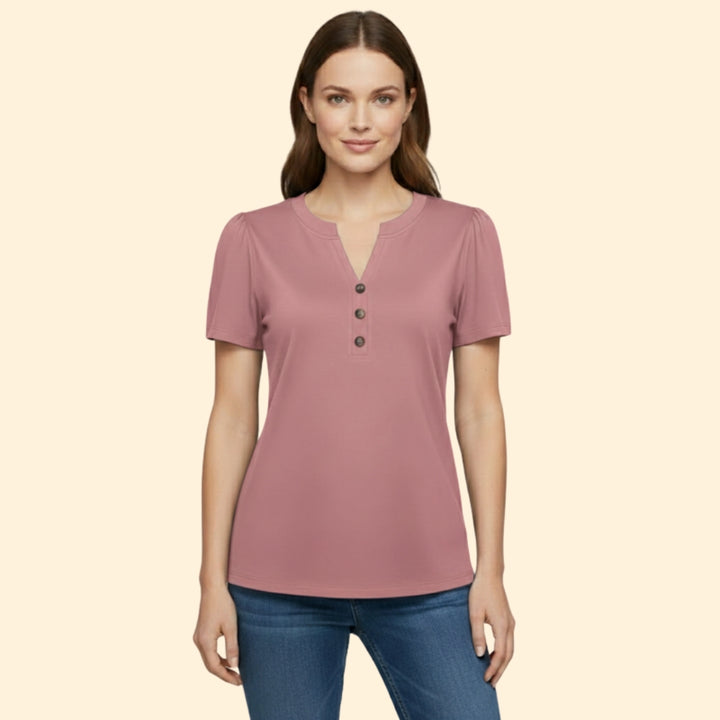 Women's Buttoned Henley Top