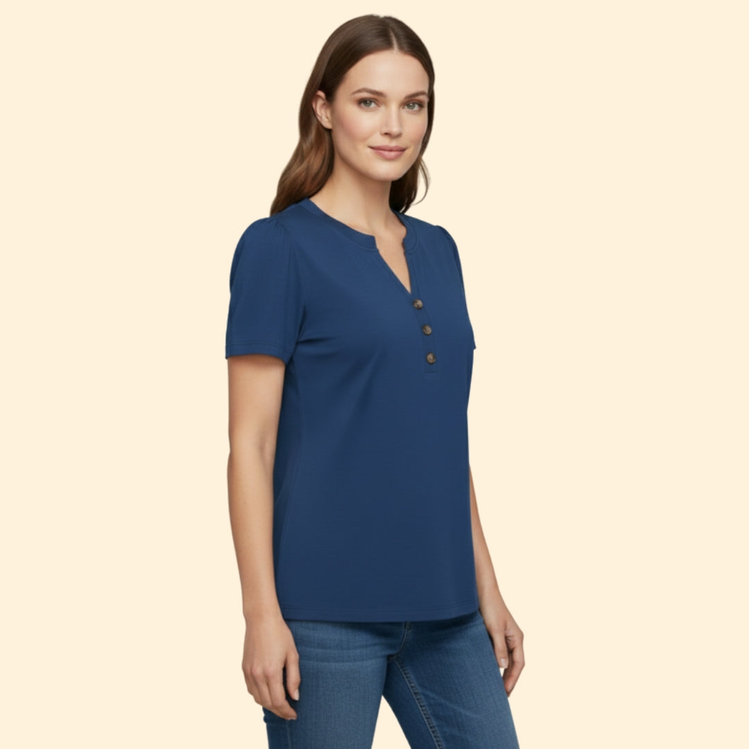Women's Buttoned Henley Top