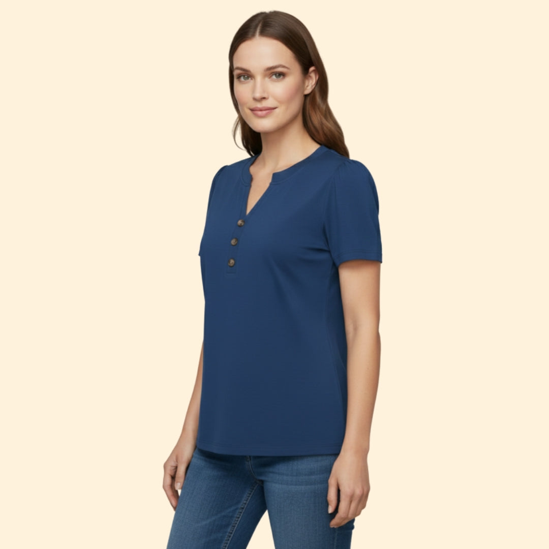 Women's Buttoned Henley Top