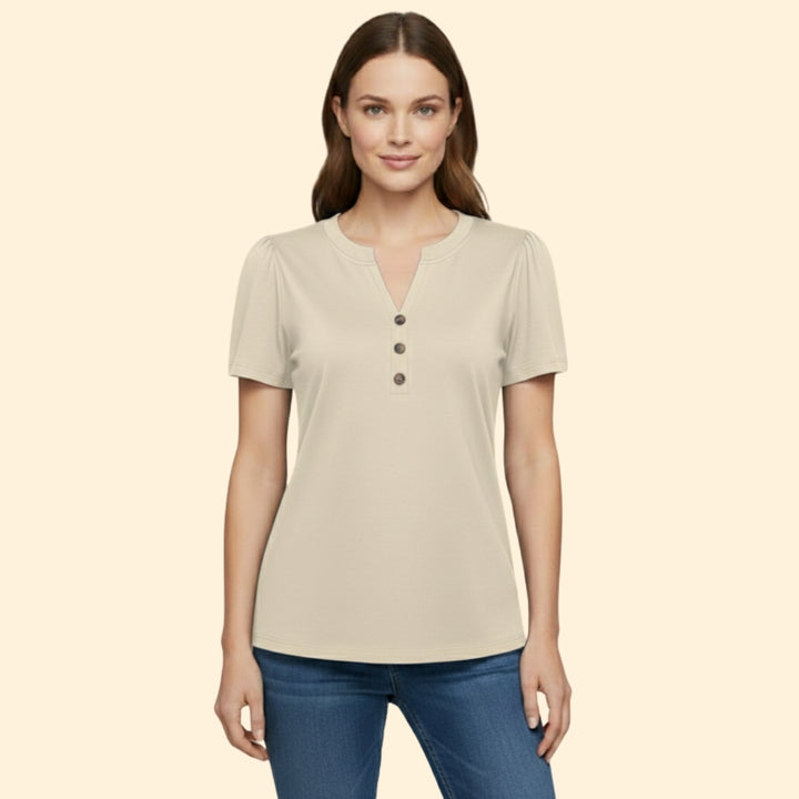 Women's Buttoned Henley Top