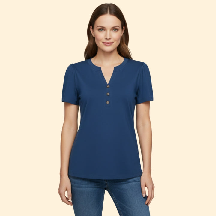 Women's Buttoned Henley Top
