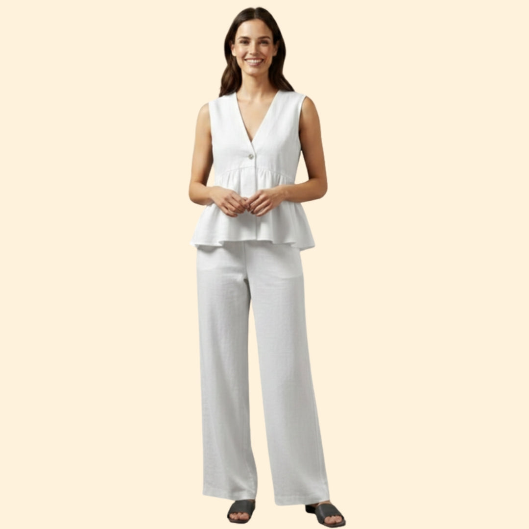 Women's Buttoned Peplum Set