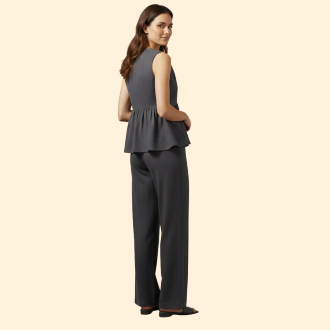 Women's Buttoned Peplum Set