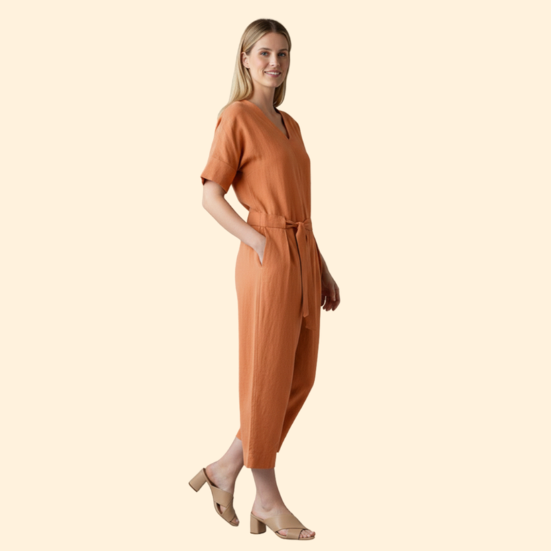 Women's Casual Belted Jumpsuit