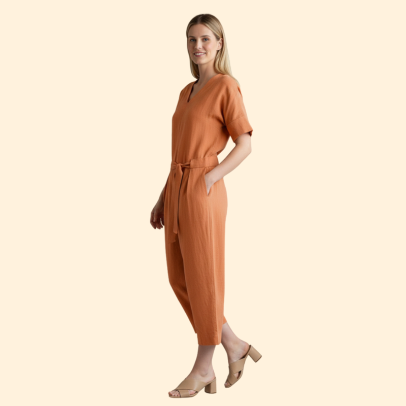 Women's Casual Belted Jumpsuit