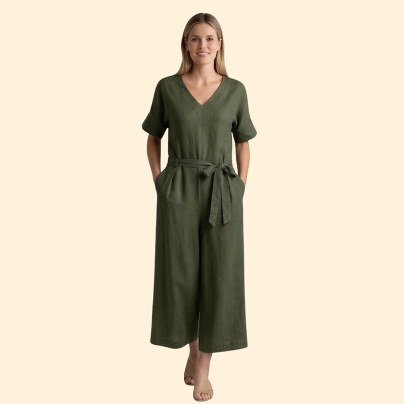 Women's Casual Belted Jumpsuit