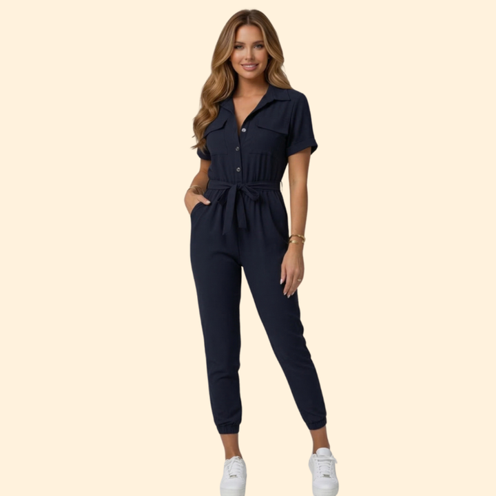 Women's Casual Button-Down Jumpsuit