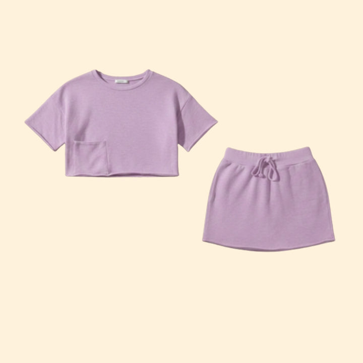 Women's Casual Crop Top and Skirt Set