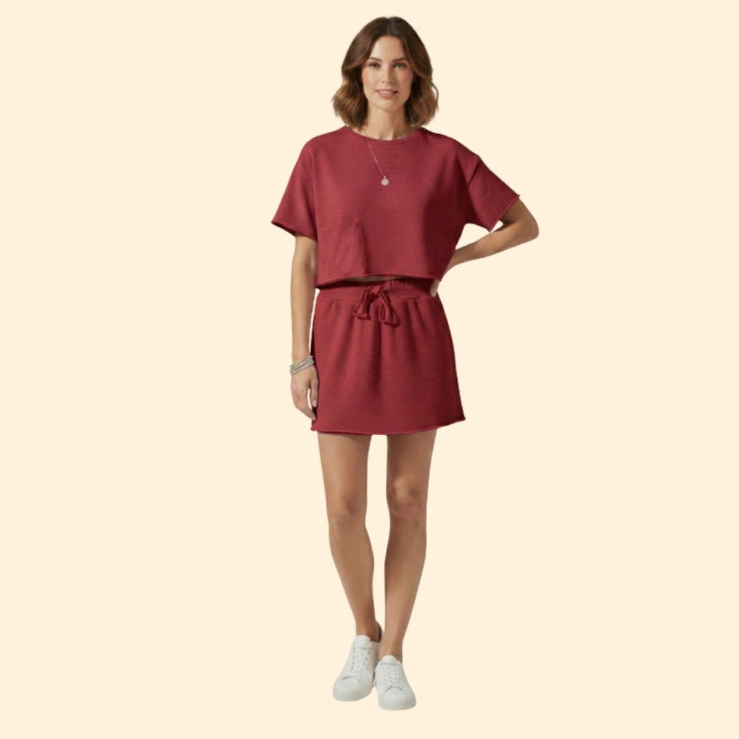 Women's Casual Crop Top and Skirt Set