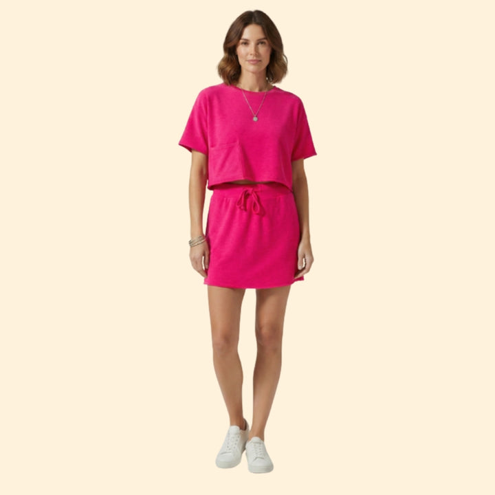 Women's Casual Crop Top and Skirt Set
