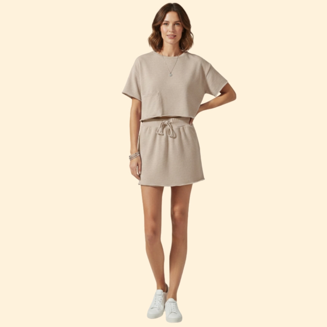 Women's Casual Crop Top and Skirt Set