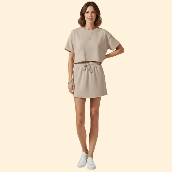 Women's Casual Crop Top and Skirt Set