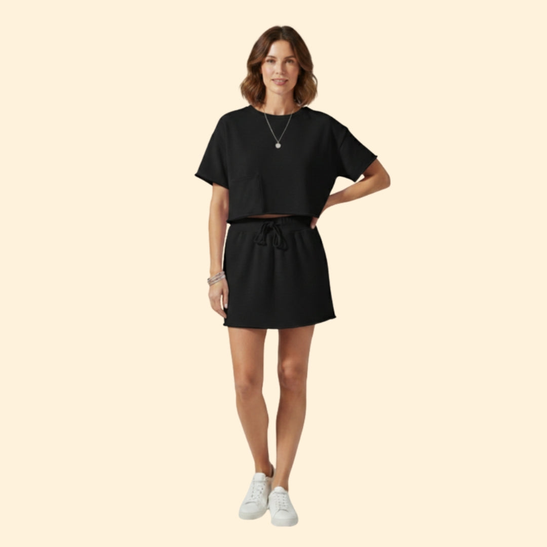 Women's Casual Crop Top and Skirt Set