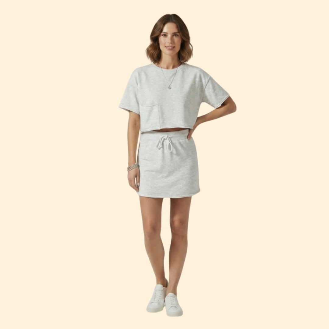 Women's Casual Crop Top and Skirt Set
