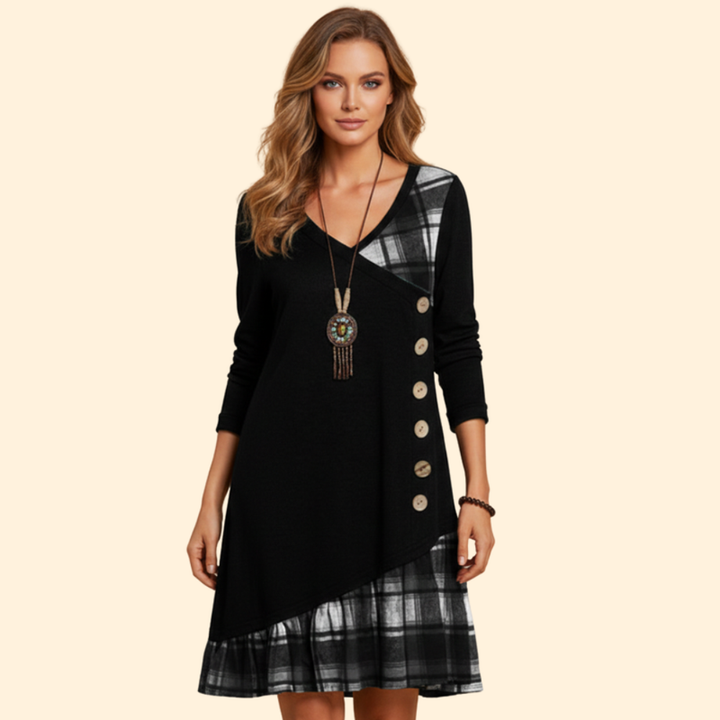 Women's Casual Plaid Buttoned Dress