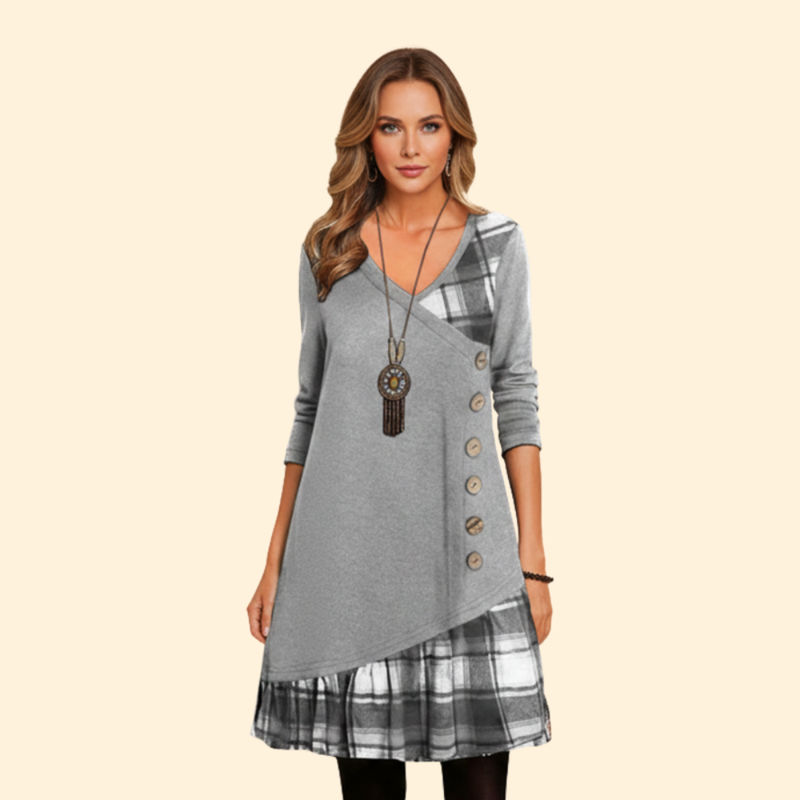 Women's Casual Plaid Buttoned Dress