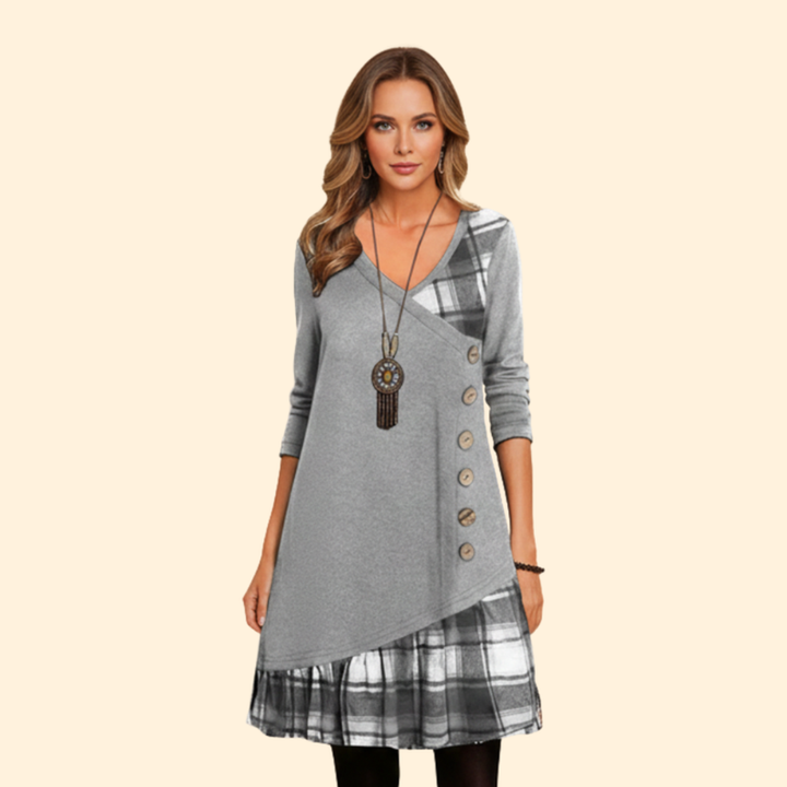 Women's Casual Plaid Buttoned Dress