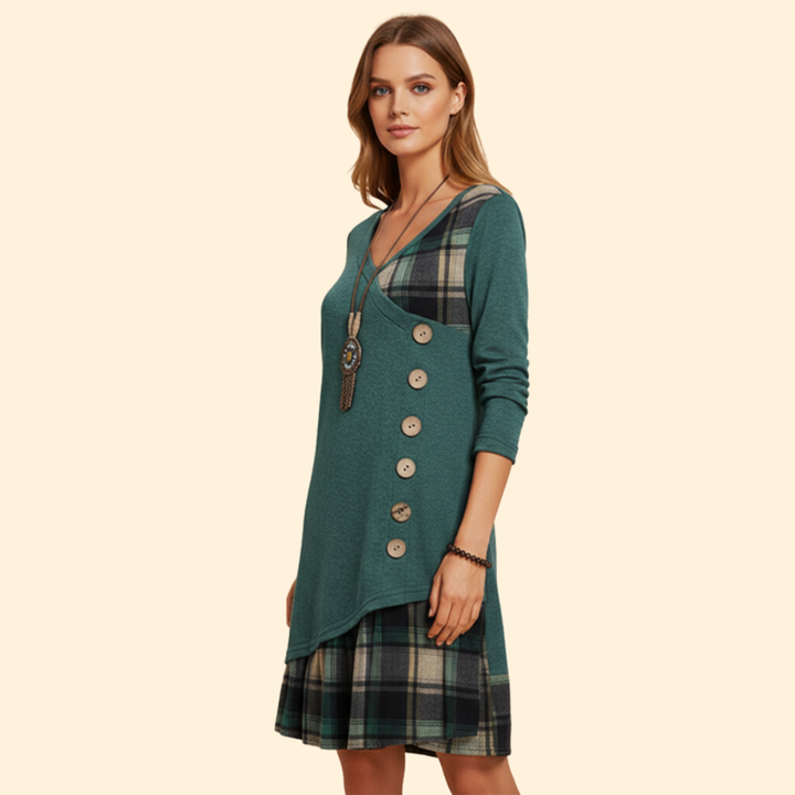 Women's Casual Plaid Buttoned Dress
