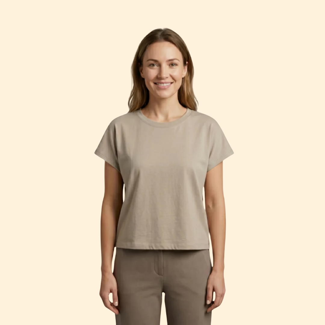 Women's Casual Rolled Sleeve Crop Top