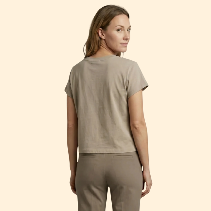 Women's Casual Rolled Sleeve Crop Top