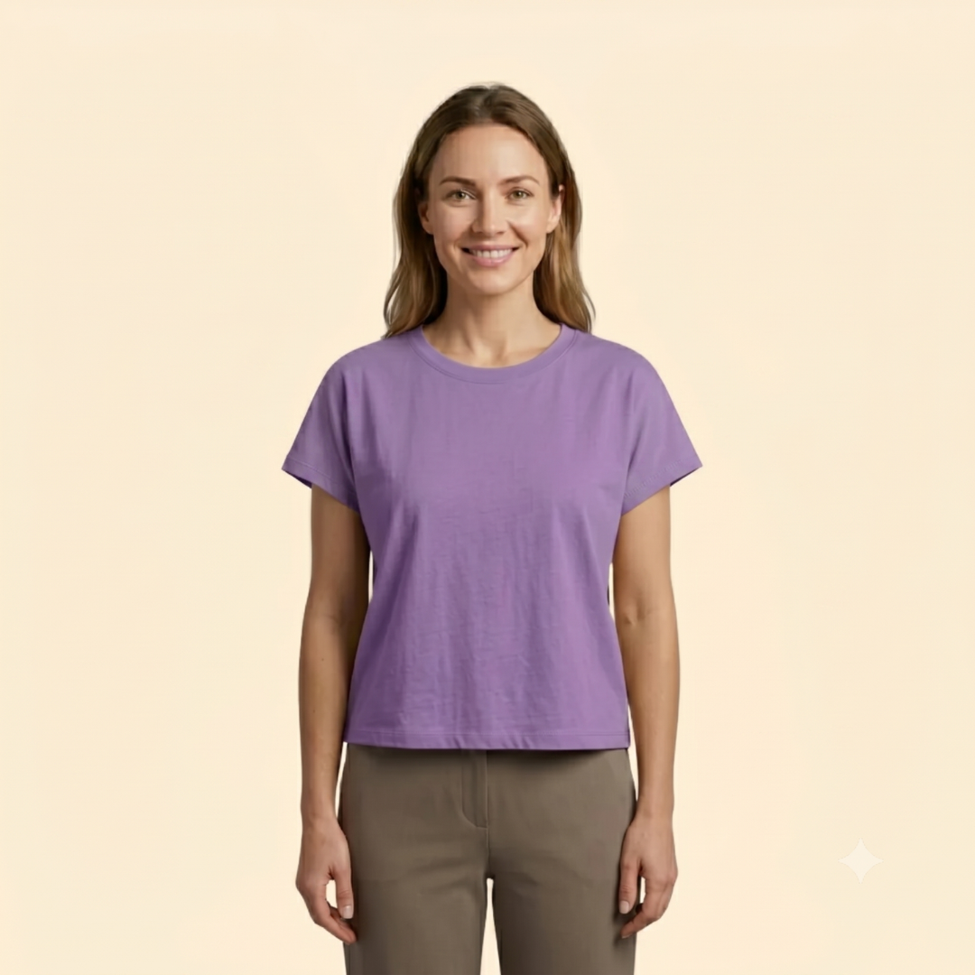 Women's Casual Rolled Sleeve Crop Top