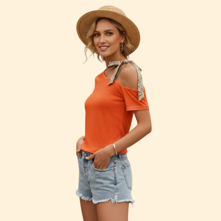 Women's Casual Shoulder Tie T-Shirt