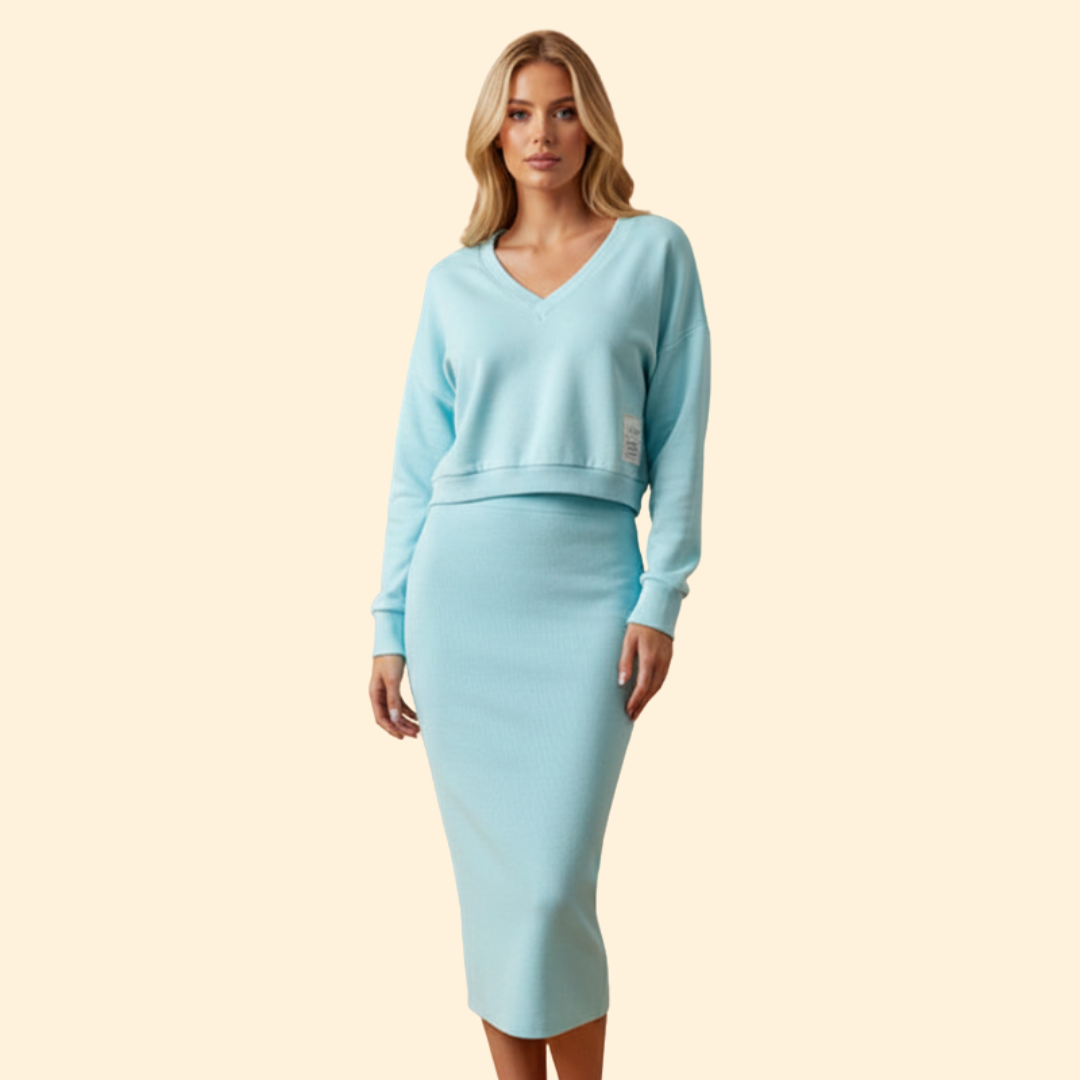 Women’s Casual Top and Skirt Set