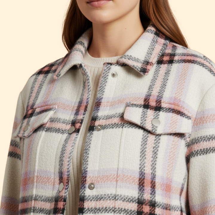 Women's Checked Wool Bomber Jacket